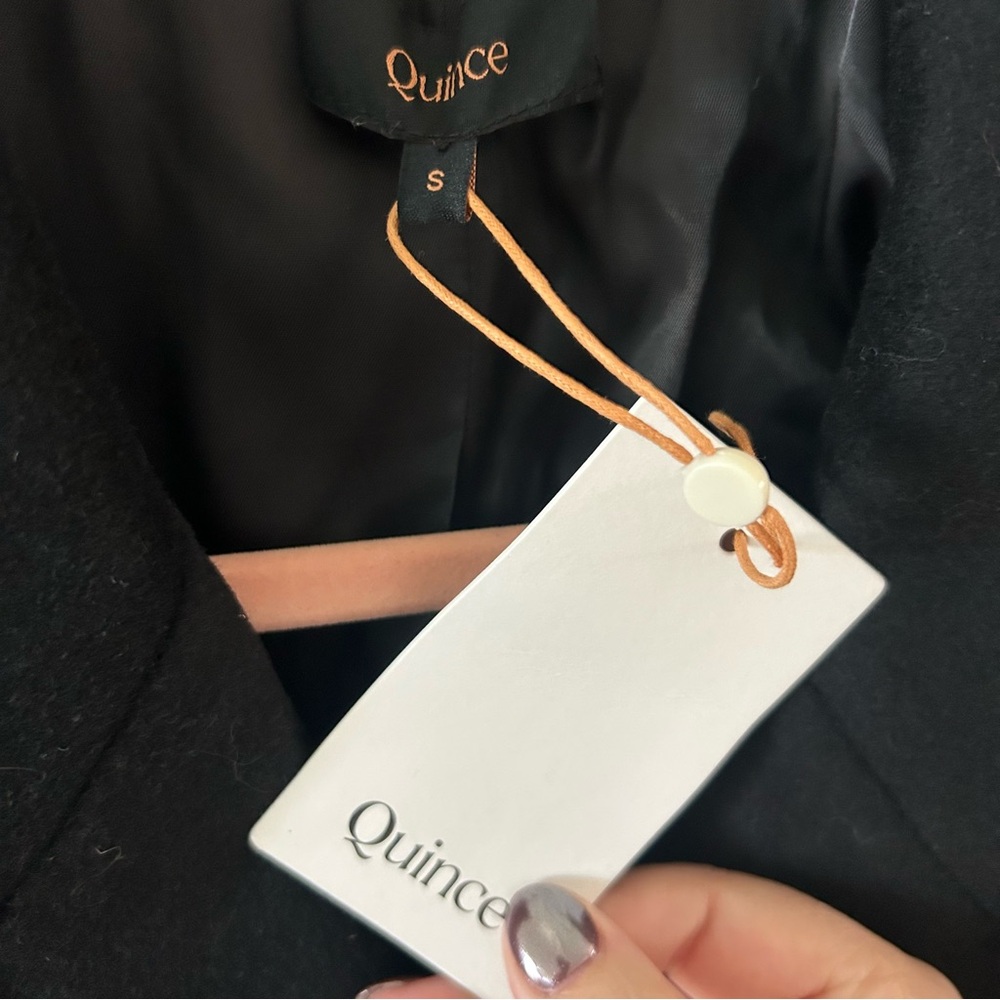 NWT Quince Italian Wool Double-Breasted Coat Black - Picture 4 of 6